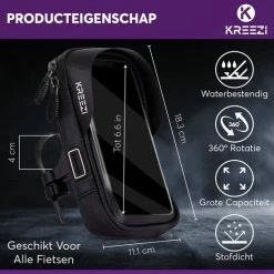 Kreezi Z3 Mobiele Telefoonhouder Fiets Waterdicht - Zwart - Ook Geschikt Voor Scooter & Motor - Fietshouder - GSM Houder -Fietsen-Accessoires Shop 550x550 506