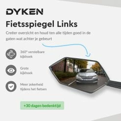 Dyken Fietsspiegel Links - Achteruitkijkspiegel Op Stuur - Fietsspiegel Ebike - Fiets Spiegel -Fietsen-Accessoires Shop 550x550 538