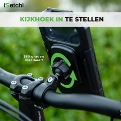 ISetchi Telefoonhouder Fiets Waterdicht L (5.5 Tot 7 Inch) - 360 Graden Rotatie - Ook Voor Scooter & Motor - Gsm Houder Fiets - Waterdicht IP67 Level - Zwart -Fietsen-Accessoires Shop 550x550 66
