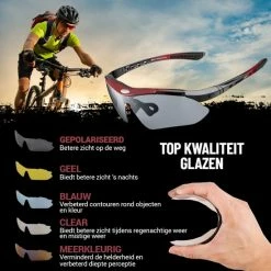 Rocky - Fietsbrillen Heren - Sportbrillen - Professionele Fietsbril + Inclusief 5 Verwisselbare Lenzen + 2 Jaar Garantie -Fietsen-Accessoires Shop 550x550 682