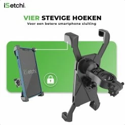 ISetchi Telefoonhouder Fiets Met 360 Graden Rotatie - Stevig & Stabiel - Ook Voor Scooter & Motor Gsm Telefoon Houder Fiets - Anti Shock & Vibratie Ontwerp - Fietshouder Smartphone Mobiel - Zwart -Fietsen-Accessoires Shop 550x550 7