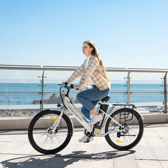 HITWAY Elektrische Fiets, 26 Inch, 250 W Motor, Li-batterij 36 V, 8.4 Ah, Tot 35-70 Km Wit Blauw 7 HITWAY Elektrische Fiets, 26 Inch, 250 W Motor, Li-batterij 36 V, 8.4 Ah, Tot 35-70 Km Wit Blauw - Afbeelding 7