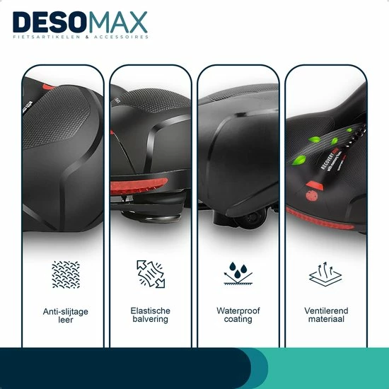 Deso All In One Fietszadel - Comfortabel Gel Zadel - Unisex - Zadelvering Ergonomisch Design - Zwart 2 Deso All In One Fietszadel - Comfortabel Gel Zadel - Unisex - Zadelvering Ergonomisch Design - Zwart - Afbeelding 2