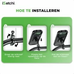 ISetchi Telefoonhouder Fiets Waterdicht L (5.5 Tot 7 Inch) - 360 Graden Rotatie - Ook Voor Scooter & Motor - Gsm Houder Fiets - Waterdicht IP67 Level - Zwart -Fietsen-Accessoires Shop 550x550 76
