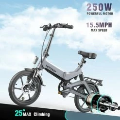 Merkloos Hitway 14F005 Elektrische Fiets Opvouwbaar | 250W Motor | 7.5Ah | 16" | Grijs / Zwart -Fietsen-Accessoires Shop 550x550 781