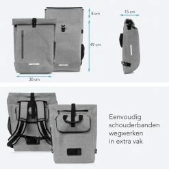 LifeGoods Fietstas - Enkel - 25L - Waterdicht - E-Bikes - Schouderbanden - Grijs -Fietsen-Accessoires Shop 550x550 804