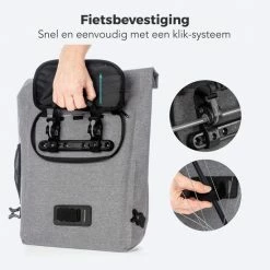 LifeGoods Fietstas - Enkel - 25L - Waterdicht - E-Bikes - Schouderbanden - Grijs -Fietsen-Accessoires Shop 550x550 807