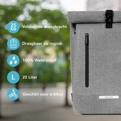 LifeGoods Fietstas - Enkel - 25L - Waterdicht - E-Bikes - Schouderbanden - Grijs -Fietsen-Accessoires Shop 550x550 808