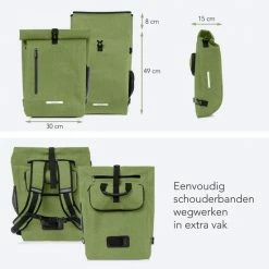 LifeGoods Fietstas - Enkel - 25L - Waterdicht - E-Bikes - Schouderbanden - Olijfgroen -Fietsen-Accessoires Shop 550x550 818