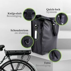 Ekostar Enkele Fietstas - Rolltop - 19 Liter - E-Bikes - Zwart -Fietsen-Accessoires Shop 550x550 930