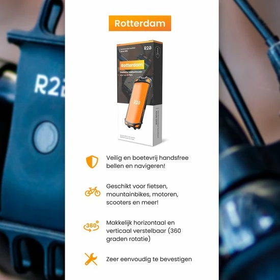 R2B Telefoonhouder Fiets Met 360 Graden Rotatie - Gsm Houder - Accessoires - Model "Rotterdam" 8 R2B Telefoonhouder Fiets Met 360 Graden Rotatie - Gsm Houder - Accessoires - Model "Rotterdam" - Afbeelding 8
