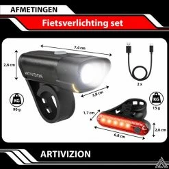 ARTIVIZION Led Fietsverlichting Set - Fietslamp - Voorlicht En Achterlicht - USB Oplaadbaar - Waterdicht Fietslicht - Fietslampjes - Zwart -Fietsen-Accessoires Shop 550x550 986