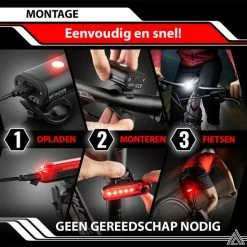 ARTIVIZION Led Fietsverlichting Set - Fietslamp - Voorlicht En Achterlicht - USB Oplaadbaar - Waterdicht Fietslicht - Fietslampjes - Zwart -Fietsen-Accessoires Shop 550x550 988