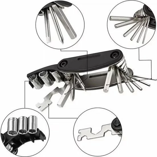 LOUZIR Multitool Fiets Reparatie Toolkit 16-delig - Race Fiets Mountainbike- Vouwgereedschap Fiets- Zakgereedschap 13 LOUZIR Multitool Fiets Reparatie Toolkit 16-delig - Race Fiets Mountainbike- Vouwgereedschap Fiets- Zakgereedschap - Afbeelding 13