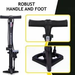 Dunlop Staande Fietspomp Pro Uitvoering - Analoge Drukmeter - Dubbele Ventielkop - Zwart -Fietsen-Accessoires Shop 550x571