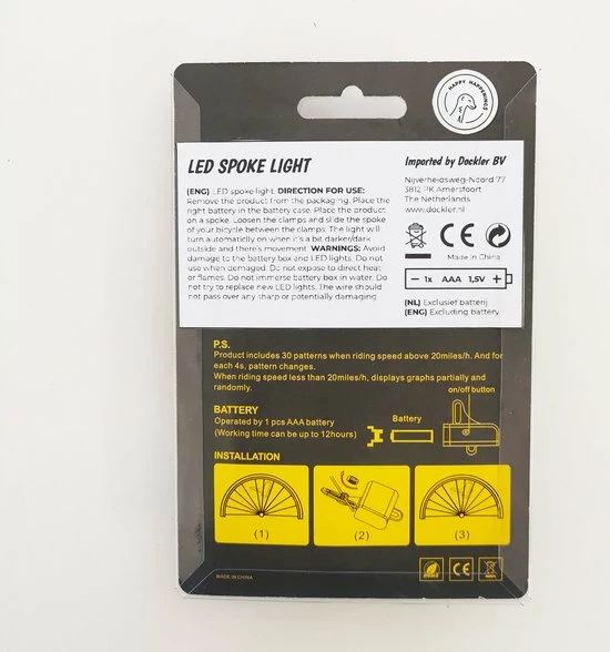 Merkloos Wielverlichting - Spaakverlichting - Fietsverlichting Wiel - Spaakreflectoren - Fietsverlichting - Spaakverlichting Kinderfiets - LED - 30 Patronen - 2 Stuks 9 Merkloos Wielverlichting - Spaakverlichting - Fietsverlichting Wiel - Spaakreflectoren - Fietsverlichting - Spaakverlichting Kinderfiets - LED - 30 Patronen - 2 Stuks - Afbeelding 9