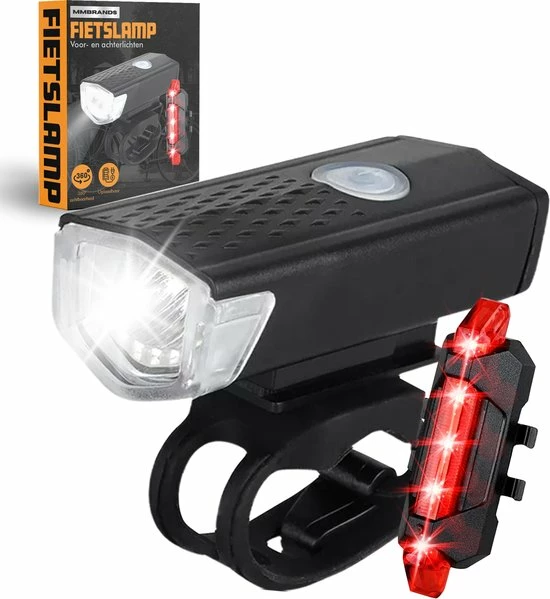 MM Brands Fietslamp - Fietsverlichting - Voorlicht En Achterlicht - USB Oplaadbaar - LED 1 MM Brands Fietslamp - Fietsverlichting - Voorlicht En Achterlicht - USB Oplaadbaar - LED
