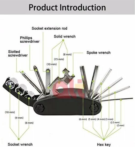 LOUZIR Multitool Fiets Reparatie Toolkit 16-delig - Race Fiets Mountainbike- Vouwgereedschap Fiets- Zakgereedschap 15 LOUZIR Multitool Fiets Reparatie Toolkit 16-delig - Race Fiets Mountainbike- Vouwgereedschap Fiets- Zakgereedschap - Afbeelding 15