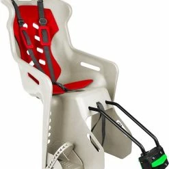Polisport Brioso Fietsstoeltje Achter – Achterzitje Fiets – Kinderzitje Fiets - Zandgrijs/rood