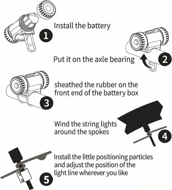 BOTC Wielverlichting Fiets - 20 Holders - Spaakverlichting LED - Lichtsnoer Fietswiel - Fiets Wiel Licht - 20 Leds - 220CM - Roze 10 BOTC Wielverlichting Fiets - 20 Holders - Spaakverlichting LED - Lichtsnoer Fietswiel - Fiets Wiel Licht - 20 Leds - 220CM - Roze - Afbeelding 10