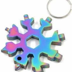 Merkloos 18-in-1 Multi Tool | Kleurrijk | Sneeuwvlok Sleutelhanger| Moersleutel | Draagbare Universele Tool |Schroevendraaier | Cadeau Tip | Cadeau | Vaderdag Cadeau | Cadeau Voor Hem