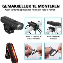 SWILIX ® - Fietsverlichting Set - Oplaadbare USB Led Fietslamp - Voor En Achter - Waterdicht - 4 Lichtstanden - Zwart -Fietsen-Accessoires Shop 550x620