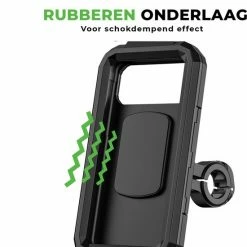 ISetchi Telefoonhouder Fiets Waterdicht L (5.5 Tot 7 Inch) - 360 Graden Rotatie - Ook Voor Scooter & Motor - Gsm Houder Fiets - Waterdicht IP67 Level - Zwart -Fietsen-Accessoires Shop 550x646 1