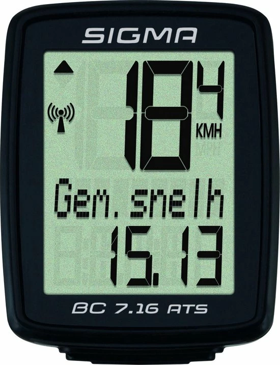 Sigma BC 7.16 ATS Fietscomputer - 7 Functies - Draadloos - Zwart 1 Sigma BC 7.16 ATS Fietscomputer - 7 Functies - Draadloos - Zwart
