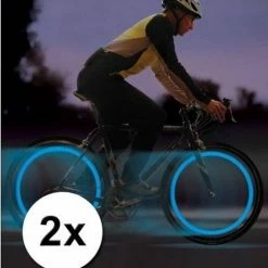 Merkloos Fiets Ventiel LED Lampjes Blauw 2 Stuks