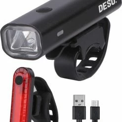 DesoMax Fietsverlichting Set USB Oplaadbaar Heldere Fietslamp - Voorlicht - Achterlicht - Koplamp - Achterlamp