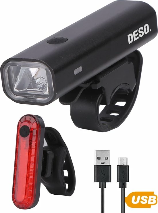 DesoMax Fietsverlichting Set USB Oplaadbaar Heldere Fietslamp - Voorlicht - Achterlicht - Koplamp - Achterlamp 1 DesoMax Fietsverlichting Set USB Oplaadbaar Heldere Fietslamp - Voorlicht - Achterlicht - Koplamp - Achterlamp