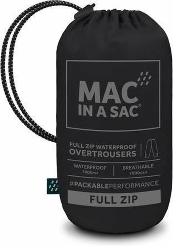Mac In A Sac Full Zipper Regenbroek - Zwart - Maat XL 7 Mac In A Sac Full Zipper Regenbroek - Zwart - Maat XL - Afbeelding 7