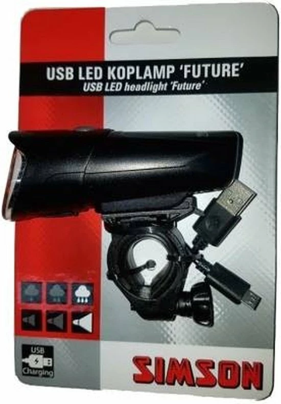 Simson Future Fietsverlichting Koplamp 30 Lux - LED - Oplaadbaar 10 Simson Future Fietsverlichting Koplamp 30 Lux - LED - Oplaadbaar - Afbeelding 10