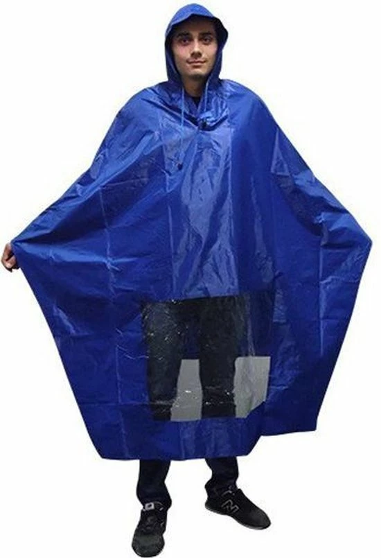 Hooodie Poncho Regenponcho - Fietsponcho Fiets - Koplampproof Transparant - One Size Unisex Blauw 2 Hooodie Poncho Regenponcho - Fietsponcho Fiets - Koplampproof Transparant - One Size Unisex Blauw - Afbeelding 2